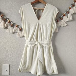 Summersalt The Towel Terry Yellow Tie Romper Coverup Beach Neutral Boho XS